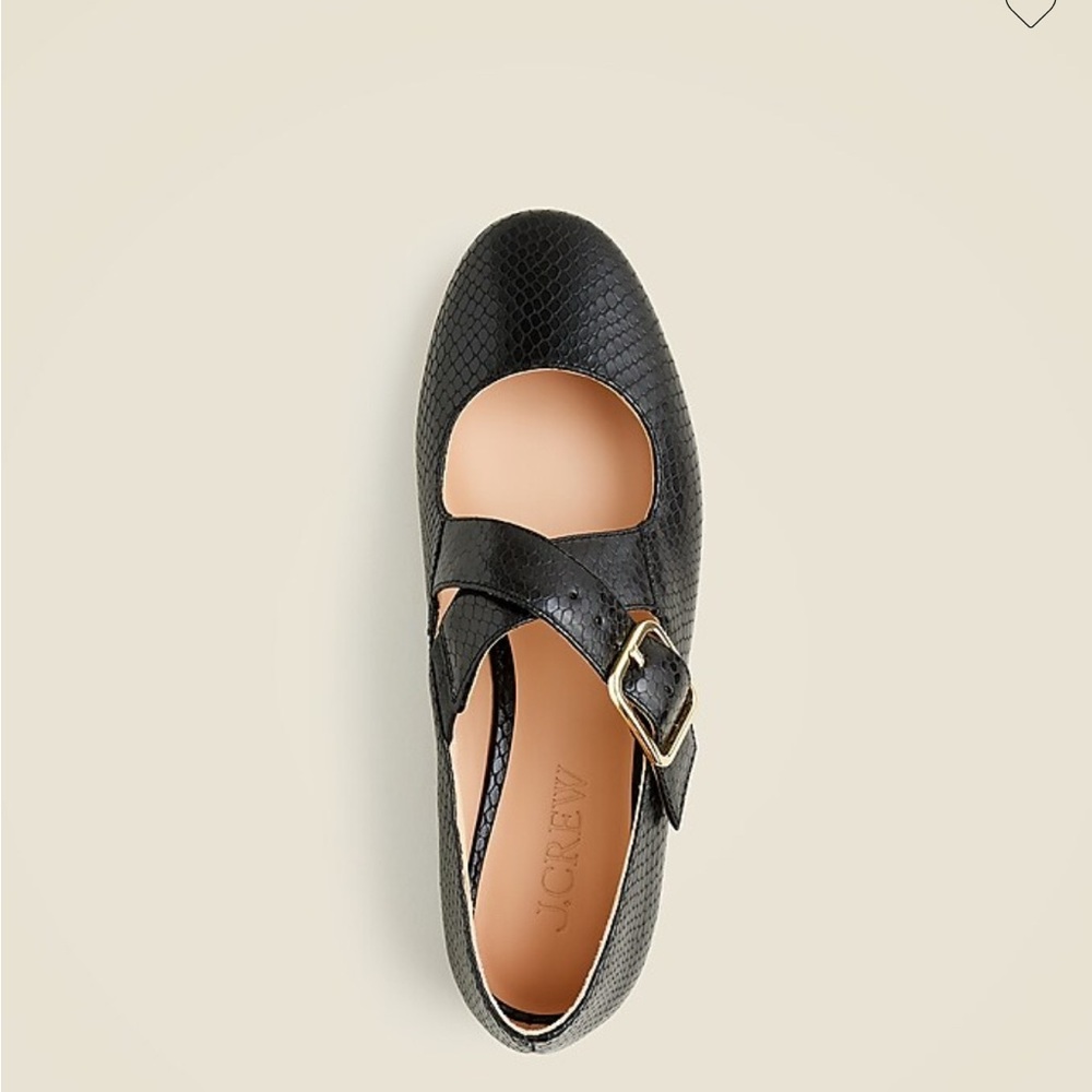 J. Crew Black Textured Flats with Gold Buckle - Picture 2 of 4